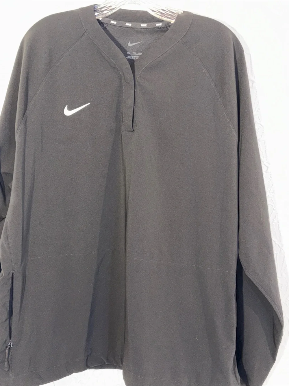 Nike Black Long-Sleeve Crew with White Swoosh